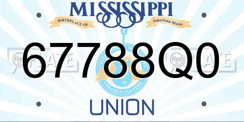 67788Q0 Mississippi License Plate