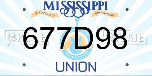 677D98 Mississippi License Plate