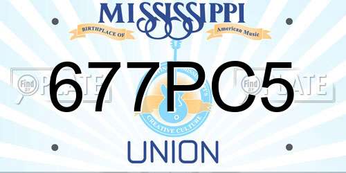 677PC5 Mississippi License Plate