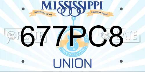 677PC8 Mississippi License Plate