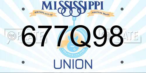677Q98 Mississippi License Plate