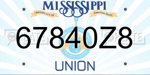67840Z8 Mississippi License Plate