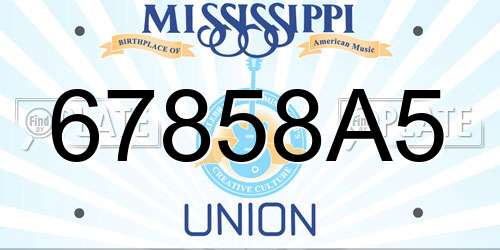67858A5 Mississippi License Plate