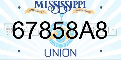 67858A8 Mississippi License Plate