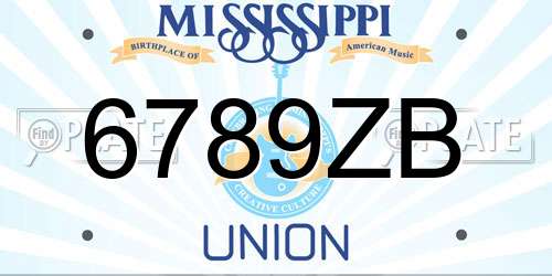 6789ZB Mississippi License Plate