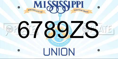 6789ZS Mississippi License Plate