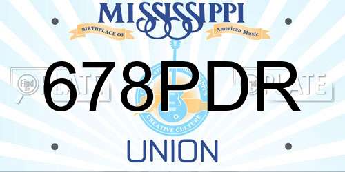 678PDR Mississippi License Plate