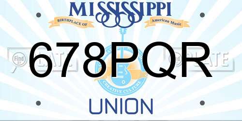 678PQR Mississippi License Plate