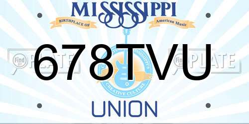 678TVU Mississippi License Plate