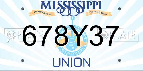 678Y37 Mississippi License Plate