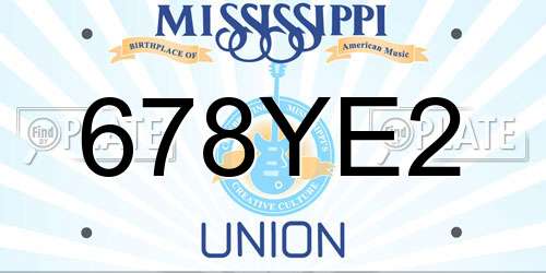 678YE2 Mississippi License Plate