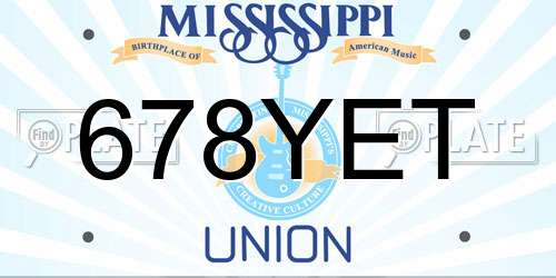 678YET Mississippi License Plate