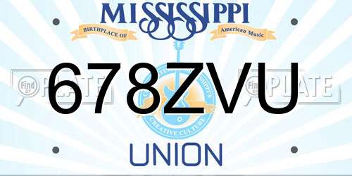 678ZVU Mississippi License Plate