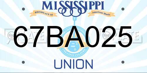 67BA025 Mississippi License Plate
