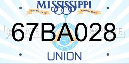 67BA028 Mississippi License Plate