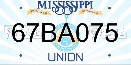67BA075 Mississippi License Plate