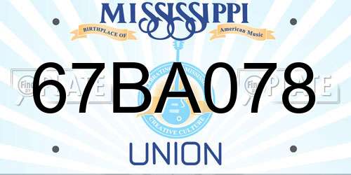 67BA078 Mississippi License Plate