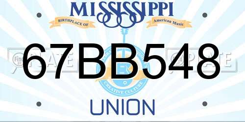 67BB548 Mississippi License Plate