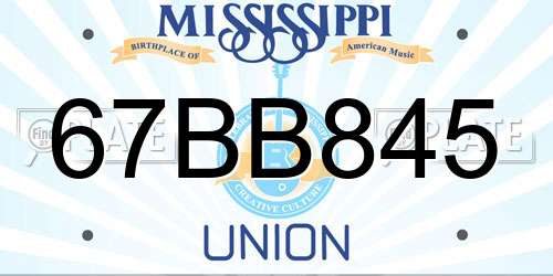 67BB845 Mississippi License Plate