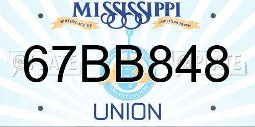 67BB848 Mississippi License Plate
