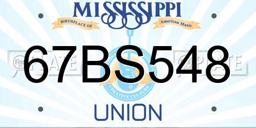 67BS548 Mississippi License Plate