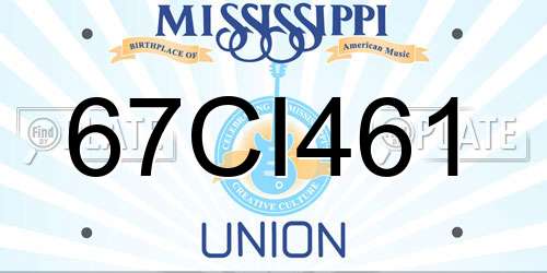 67CI461 Mississippi License Plate