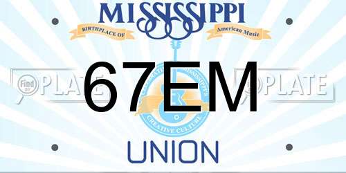 67EM Mississippi License Plate
