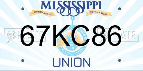 67KC86 Mississippi License Plate