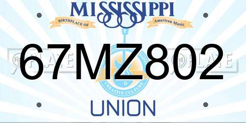 67MZ802 Mississippi License Plate