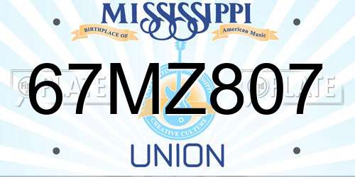 67MZ807 Mississippi License Plate