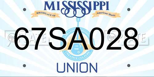 67SA028 Mississippi License Plate