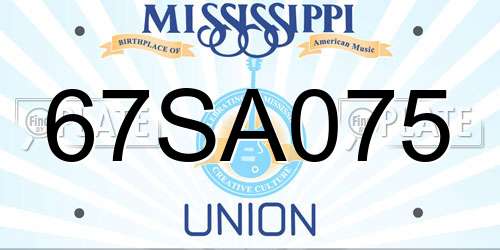 67SA075 Mississippi License Plate