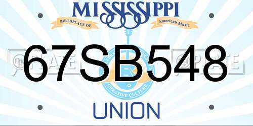 67SB548 Mississippi License Plate