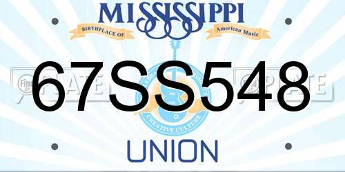 67SS548 Mississippi License Plate