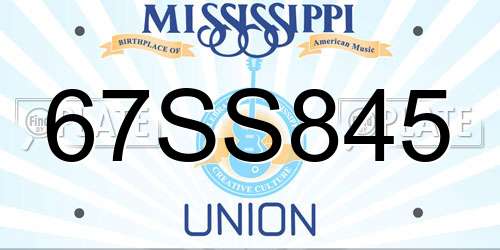 67SS845 Mississippi License Plate