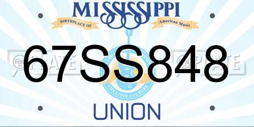 67SS848 Mississippi License Plate