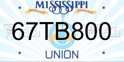 67TB800 Mississippi License Plate