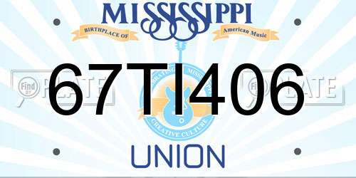 67TI406 Mississippi License Plate