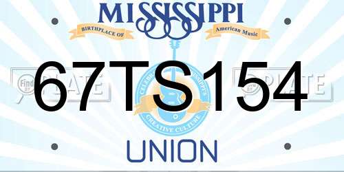 67TS154 Mississippi License Plate