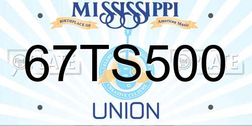 67TS500 Mississippi License Plate