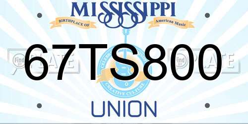 67TS800 Mississippi License Plate
