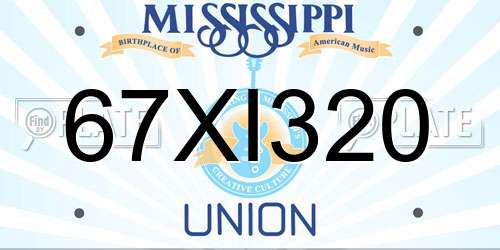 67XI320 Mississippi License Plate