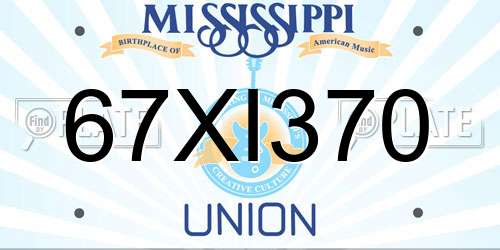 67XI370 Mississippi License Plate