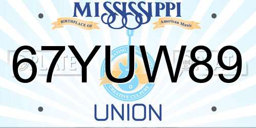 67YUW89 Mississippi License Plate