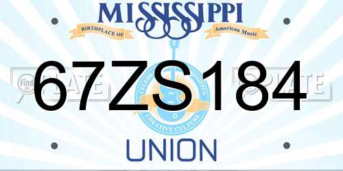 67ZS184 Mississippi License Plate