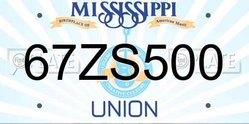 67ZS500 Mississippi License Plate