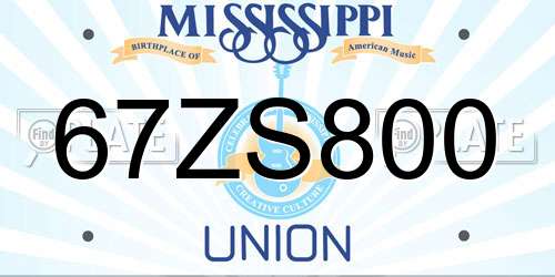 67ZS800 Mississippi License Plate