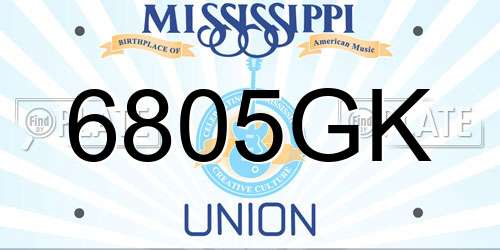 6805GK Mississippi License Plate