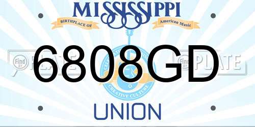 6808GD Mississippi License Plate