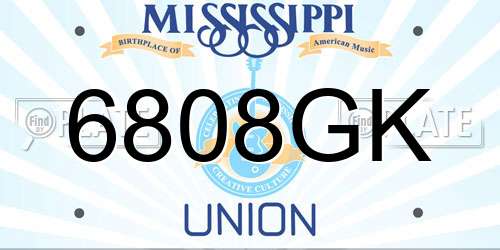 6808GK Mississippi License Plate